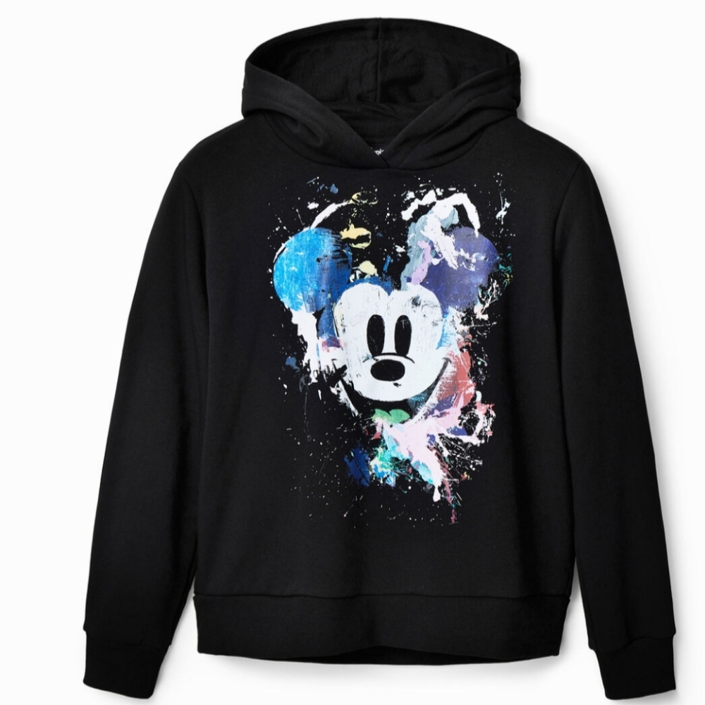 Desigual. Mickey Mouse Black Hooded Sweatshirt - Picture 3 of 16